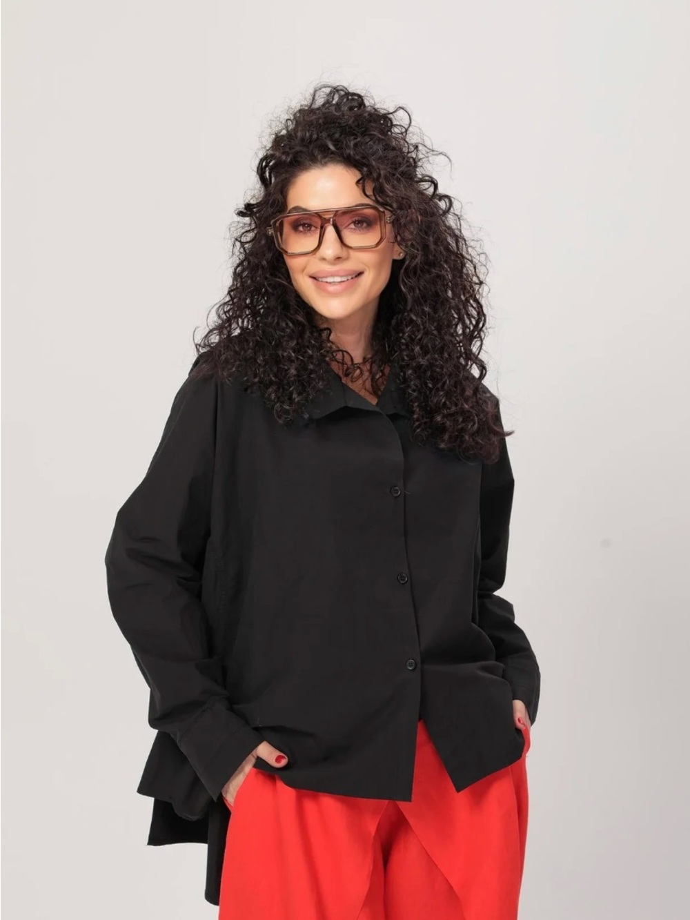 ADEPTT ‘Mila’ Cotton Shirt in Black